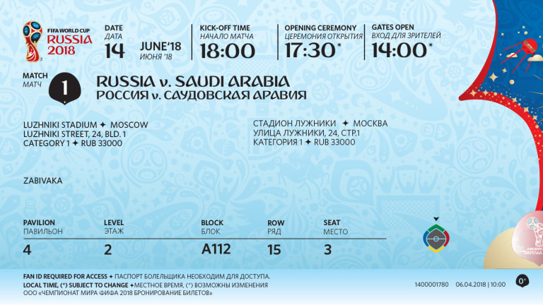 FIFA 2018 New Tickets Designed